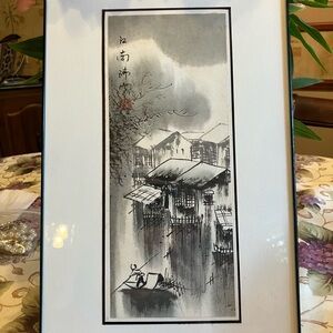 PEN AND INK SIGNED BY ARTIST LANDSCAPE FRAMED